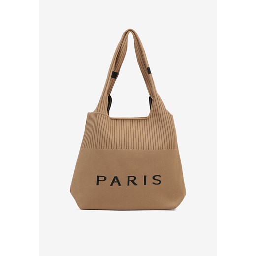 Brązowa Trapezowa Torebka Typu Shopper z Ozdobnym Napisem Salirenia ze sklepu renee.pl w kategorii Torby Shopper bag - zdjęcie 181938060