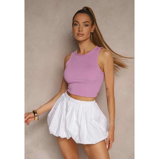 Jasnofioletowy Crop Top z Prążkowanego Materiału Nevonessa ze sklepu renee.pl w kategorii Bluzki damskie - zdjęcie 181938783