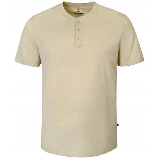 Beżowy Męski T-Shirt, Dekolt z Guzikami - Pako Jeans TSPJNSwizardBZ ze sklepu JegoSzafa.pl w kategorii T-shirty męskie - zdjęcie 181940431