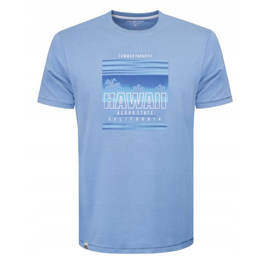 Koszulka Męska (T-Shirt) - Pako Jeans - Nadruk, Niebieska TSPJNS18hawaiiNB ze sklepu JegoSzafa.pl w kategorii T-shirty męskie - zdjęcie 181940471