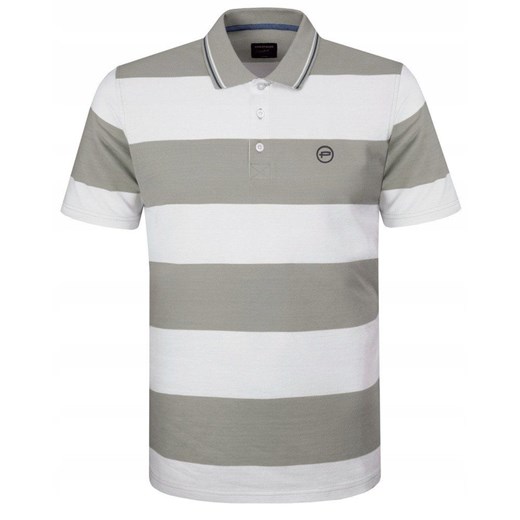 Koszulka Polo - Męska - Pako Jeans - Biało-Beżowe Pasy TSPJNSpoloACTIbz ze sklepu JegoSzafa.pl w kategorii T-shirty męskie - zdjęcie 181940500