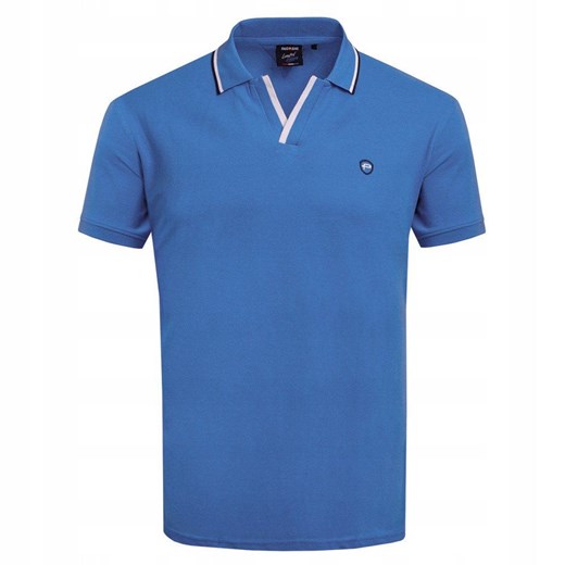 Koszulka Polo - Męska - Pako Jeans - Niebieska, Dekolt Bez Guzików TSPJNSpoloGALIUMnb ze sklepu JegoSzafa.pl w kategorii T-shirty męskie - zdjęcie 181940523