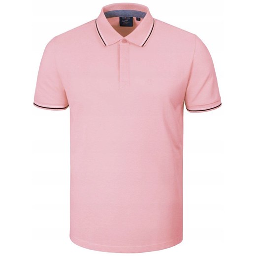 Koszulka Polo - Męska - Pako Jeans - Różowa, Kryte Guziki TSPJNSpoloCOPPERro ze sklepu JegoSzafa.pl w kategorii T-shirty męskie - zdjęcie 181940544