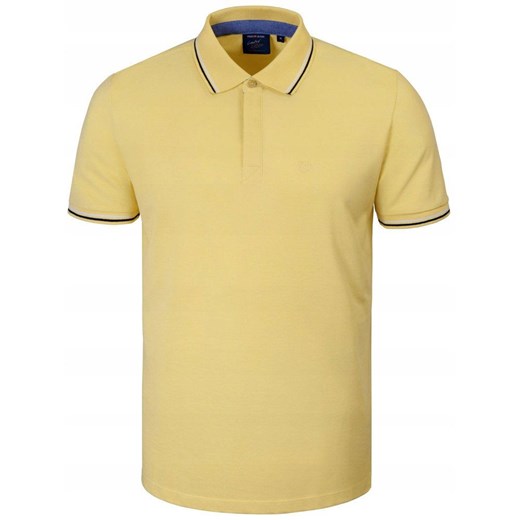 Koszulka Polo - Męska - Pako Jeans - Żółta, Kryte Guziki TSPJNSpoloCOPPERzt ze sklepu JegoSzafa.pl w kategorii T-shirty męskie - zdjęcie 181940564