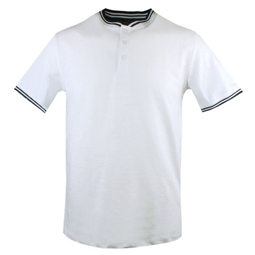 Męski T-Shirt, Dekolt z Guzikami - Pako Jeans - Biały Kolor TSPJNSmorlyBI ze sklepu JegoSzafa.pl w kategorii T-shirty męskie - zdjęcie 181940572