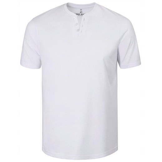 Męski T-Shirt, Dekolt z Guzikami - Pako Jeans - Biały TSPJNSleonBI ze sklepu JegoSzafa.pl w kategorii T-shirty męskie - zdjęcie 181940574