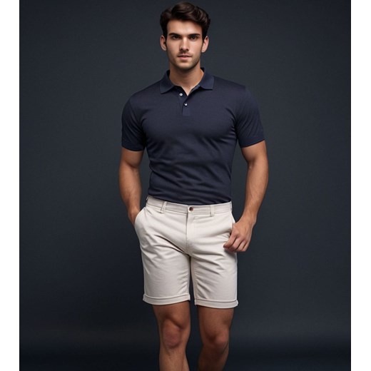 Koszulka polo męska granatowa regular Recea ze sklepu Recea.pl w kategorii T-shirty męskie - zdjęcie 181940701