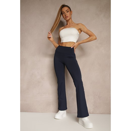 Granatowe Legginsy Dzwony High Waist Orruvana ze sklepu renee.pl w kategorii Spodnie damskie - zdjęcie 181942883