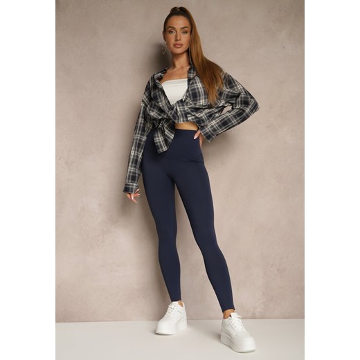 Granatowe Basicowe Legginsy High Waist Tofelia ze sklepu renee.pl w kategorii Spodnie damskie - zdjęcie 181942893