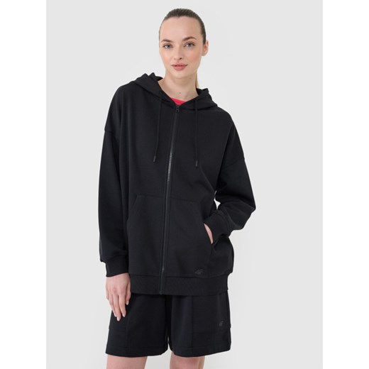 Damska bluza dresowa rozpinana z kapturem 4F 4FRSS25TSWSF2152 - czarna ze sklepu Sportstylestory.com w kategorii Bluzy damskie - zdjęcie 181944051