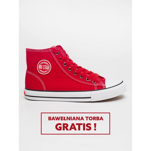 Trampki damskie wysokie czerwone JJ274A503 603 ze sklepu Big Star w kategorii Trampki damskie - zdjęcie 181946294