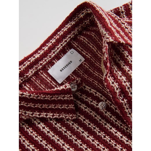 Koszula męska Reserved z klasycznym kołnierzykiem z krótkimi rękawami czerwona casual bawełniana 