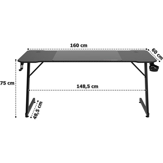 Czarne gamingowe biurko 160 cm Padasi Elior One Size Edinos.pl