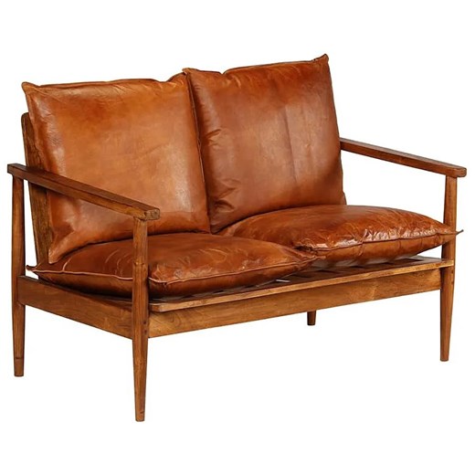 Elegancka skórzana sofa Canes - brązowa ze sklepu Edinos.pl w kategorii Sofy i kanapy - zdjęcie 181947421