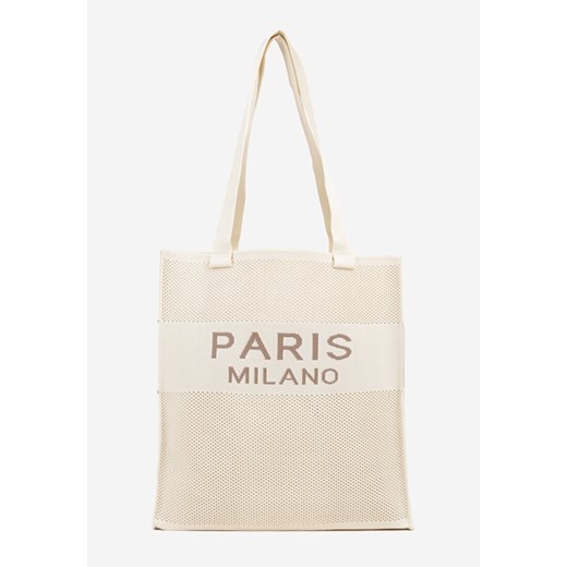 Beżowa Torebka Shopperka z Tłoczonej Tkaniny Salarea ze sklepu born2be.pl w kategorii Torby Shopper bag - zdjęcie 181947552
