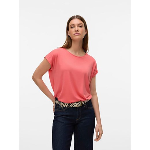 Bluzka damska Vero Moda z okrągłym dekoltem casualowa z krótkim rękawem z elastanu 