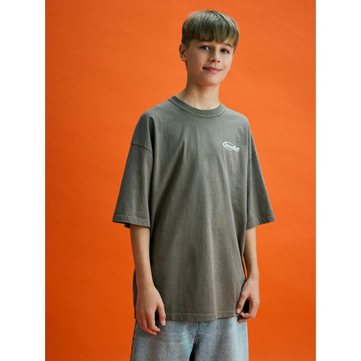 Reserved - Bawełniany t-shirt - beżowy ze sklepu Reserved w kategorii T-shirty chłopięce - zdjęcie 181950523
