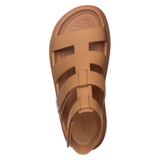 Sandały damskie Crocs na lato brązowe z klamrą na platformie 