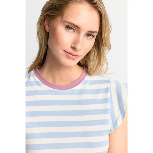 Biała bluzka damska Rich & Royal z okrągłym dekoltem z krótkim rękawem 