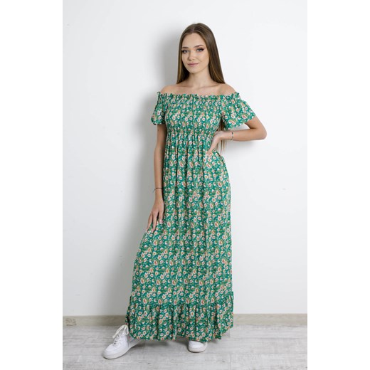 SUKIENKA MAXI W KWIATY - ZIELONA ze sklepu olika.com.pl w kategorii Sukienki - zdjęcie 181952763
