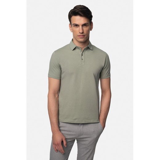 KOSZULKA POLO LIERMO ZIELONA 0001 Z BAWEŁNY TYPU JERSEY ze sklepu Recman w kategorii T-shirty męskie - zdjęcie 181953353