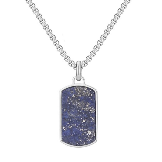 Elegancki nieśmiertelnik męski srebrny wisiorek z niebieskim lapisem lazuli na łańcuszku ze sklepu manoki.pl w kategorii Naszyjniki męskie - zdjęcie 181953831
