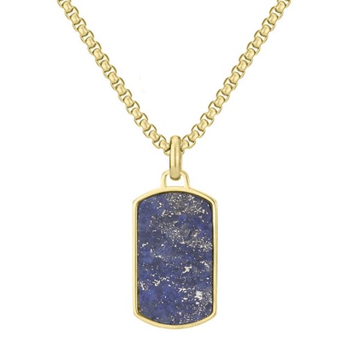 Elegancki nieśmiertelnik męski złoty wisiorek z niebieskim lapisem lazuli na łańcuszku ze sklepu manoki.pl w kategorii Naszyjniki męskie - zdjęcie 181953834
