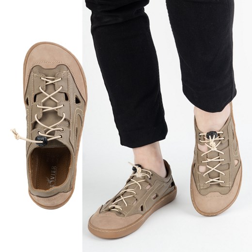 Męskie buty barefoot skórzane Olivier 320KZ z wentylacją brązowe ze sklepu butyolivier w kategorii Trampki męskie - zdjęcie 181955004