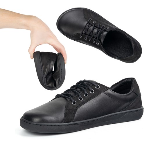 Buty męskie barefoot minimalistyczne skórzane 909J  czarne ze sklepu butyolivier w kategorii Półbuty męskie - zdjęcie 181955030