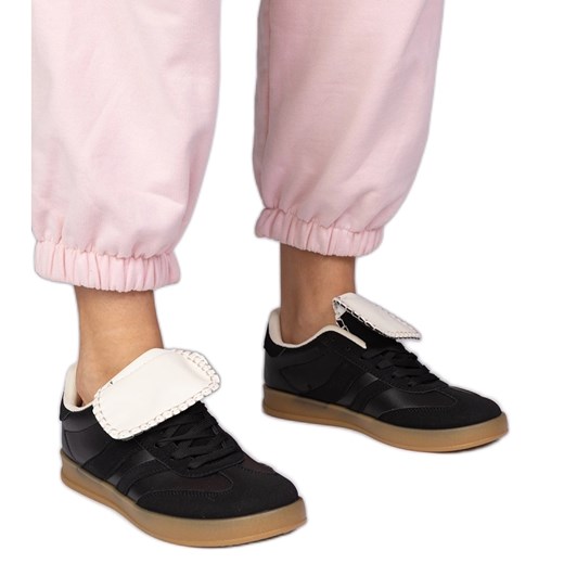 Czarne sneakersy trampki damskie sportowe ze sklepu ButyModne.pl w kategorii Buty sportowe damskie - zdjęcie 181955234
