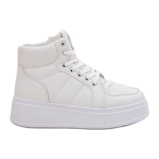 Evento Wysokie Sneakersy Damskie Na Platformie Białe ze sklepu ButyModne.pl w kategorii Buty sportowe damskie - zdjęcie 181955364