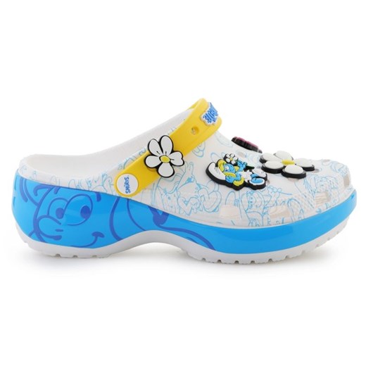 Klapki Crocs Smurfs Platform clog 210822-90H białe ze sklepu ButyModne.pl w kategorii Klapki damskie - zdjęcie 181955420