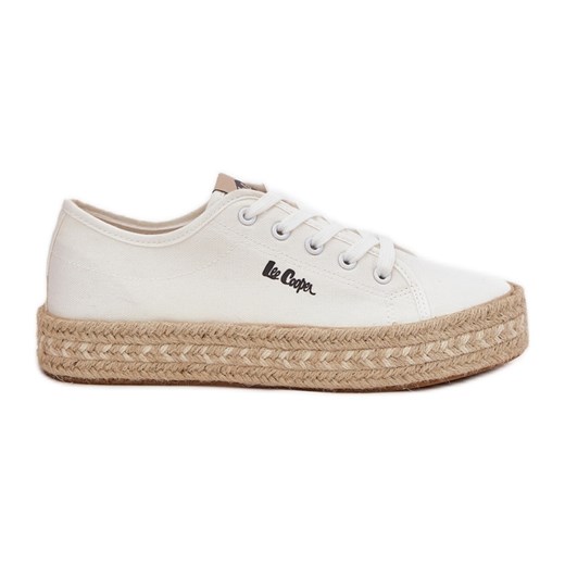 Trampki Damskie Z Plecionką Lee Cooper LCW-25-44-3217 Białe ze sklepu ButyModne.pl w kategorii Espadryle damskie - zdjęcie 181955470