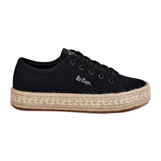 Trampki Damskie Z Plecionką Lee Cooper LCW-25-44-3216 Czarne ze sklepu ButyModne.pl w kategorii Espadryle damskie - zdjęcie 181955473