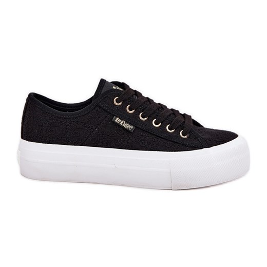Trampki Damskie Z Koronką Lee Cooper LCW-25-31-3439L Czarne ze sklepu ButyModne.pl w kategorii Trampki damskie - zdjęcie 181955474