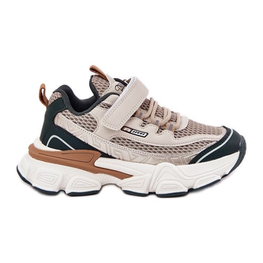 Sneakersy Buty Sportowe Dziecięce Na Rzep Beżowe beżowy ze sklepu ButyModne.pl w kategorii Buty sportowe dziecięce - zdjęcie 181955704
