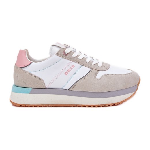 Zamszowe Sneakersy Damskie Big Star RR274A047 HI-POLY System Beżowo-Białe beżowy ze sklepu ButyModne.pl w kategorii Buty sportowe damskie - zdjęcie 181955772