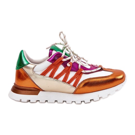 Skórzane Półbuty Sneakersy Damskie Artiker 56C1737 Multikolor wielokolorowe ze sklepu ButyModne.pl w kategorii Buty sportowe damskie - zdjęcie 181955890