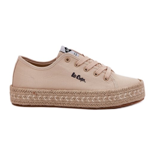 Trampki Damskie Z Plecionką Lee Cooper LCW-25-44-3215 Beżowe beżowy ze sklepu ButyModne.pl w kategorii Trampki damskie - zdjęcie 181955891