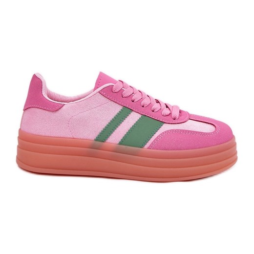 Niskie Sneakersy Na Platformie Różowe ze sklepu ButyModne.pl w kategorii Buty sportowe damskie - zdjęcie 181955933