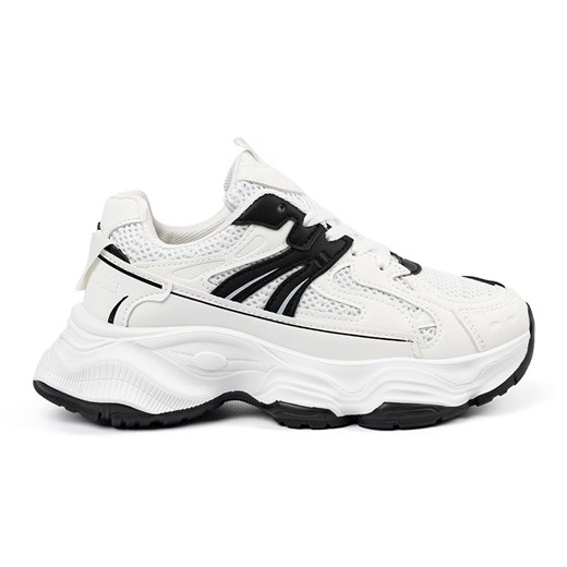 Sneakersy damskie na grubej podeszwie białe ze sklepu ButyModne.pl w kategorii Buty sportowe damskie - zdjęcie 181956074