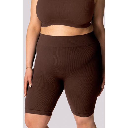 Mona kolarki damskie w kolorze caffe Ribbed Plus Size, Kolor caffe, Rozmiar 2XL, Mona ze sklepu Primodo w kategorii Szorty - zdjęcie 181962333