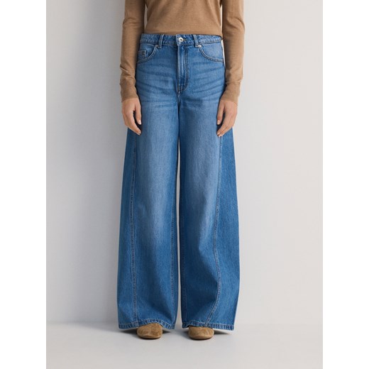 Reserved - Jeansy wide leg z przeszyciami - niebieski ze sklepu Reserved w kategorii Jeansy damskie - zdjęcie 181966010