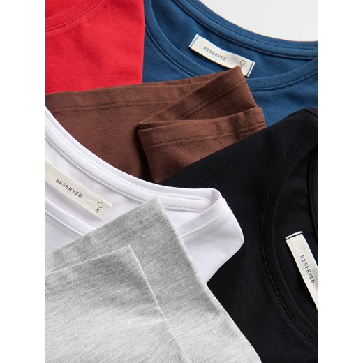 Reserved - Bawełniany t-shirt slim fit - granatowy Reserved L Reserved