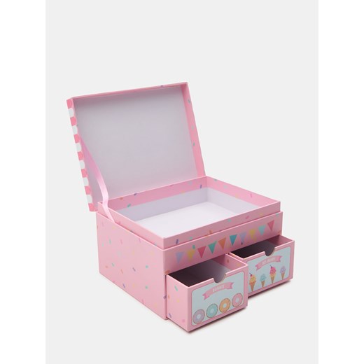Sinsay - Pudełko do przechowywania z szufladkami i otwieraną pokrywą - różowy Sinsay One Size Sinsay