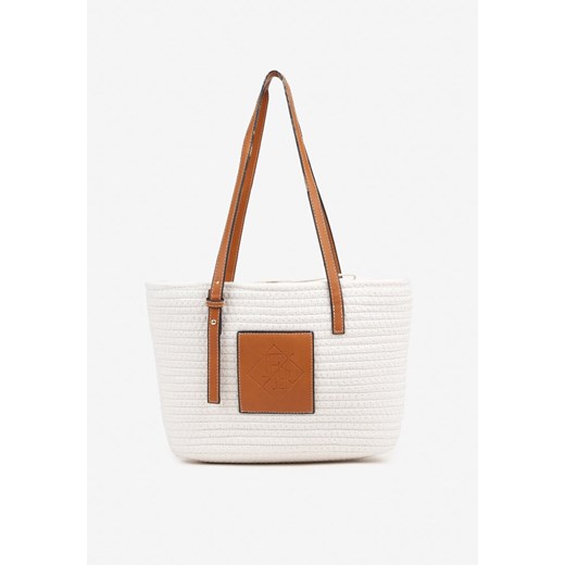 Beżowa Torebka Typu Shopperka z Szydełkowego Materiału z Bawełny Saverezae ze sklepu renee.pl w kategorii Torby Shopper bag - zdjęcie 181968260