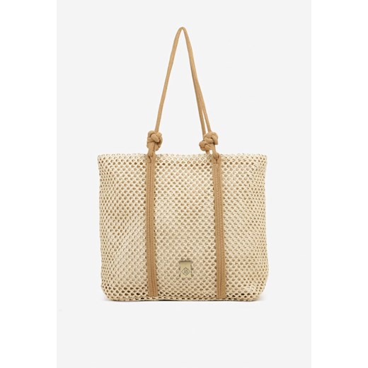 Beżowa Torebka Typu Shopper z Plecionki Reviane ze sklepu renee.pl w kategorii Torby Shopper bag - zdjęcie 181968272