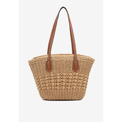 Ciemnobeżowa Pleciona Torebka Typu Shopper Ulolana ze sklepu renee.pl w kategorii Torby letnie - zdjęcie 181968302