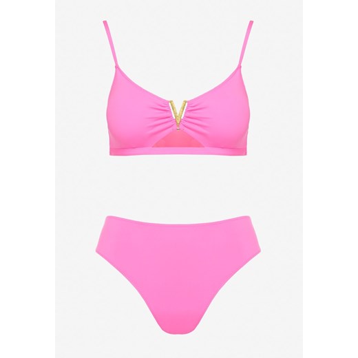 Fuksjowe Bikini Majtki Figi i Biustonosz Ozdobiony Metaliczną Aplikacją Kinniela Renee 40 renee.pl okazyjna cena