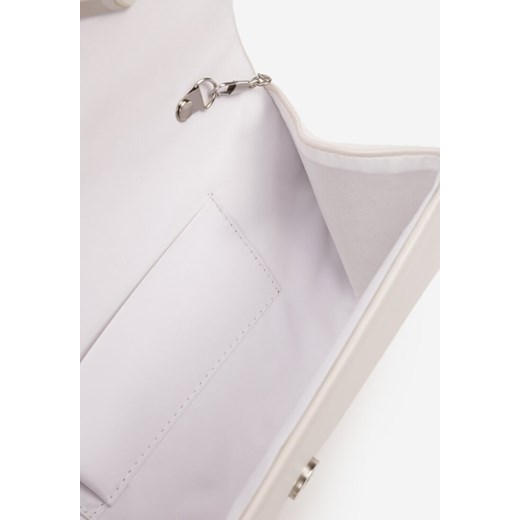 Biała Torebka Kopertówka z Dodatkowym Łańcuszkiem Zdobiona Aplikacją Fleanna Renee uniwersalny okazja renee.pl
